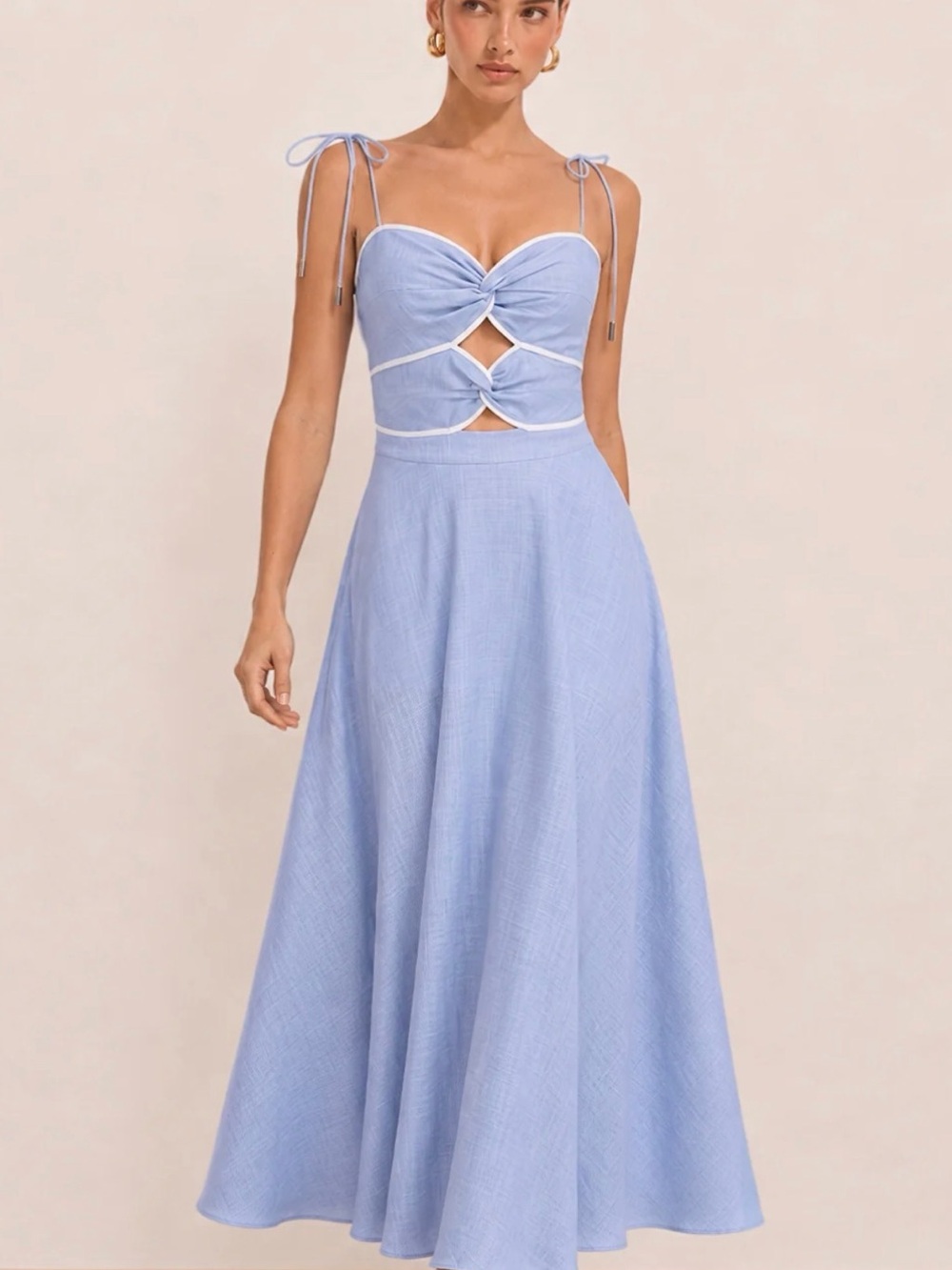 Cutout Tie Strap Maxi Dress
